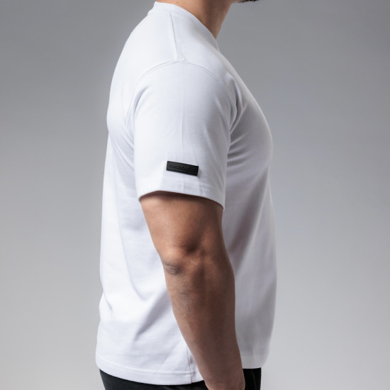 厚磅品牌膠章素T-Shirt 白色