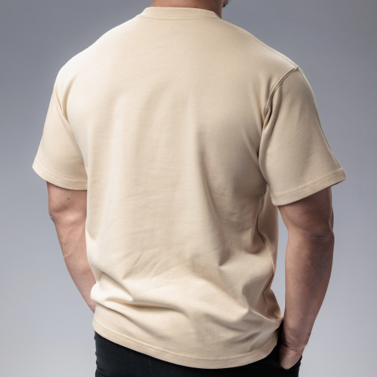 厚磅品牌膠章素T-Shirt 沙色