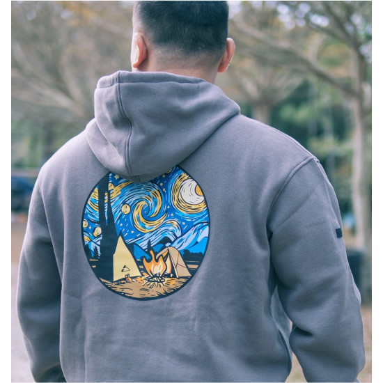 梵谷露營帽T 灰色